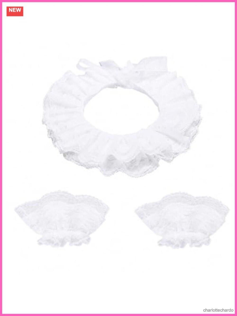 Clown Neck Ruffle Collar Cuffs Set Detachable Costume Accessories Adults